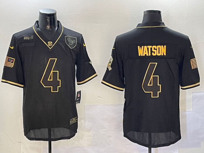 Men Houston Texans #4 Watson Black Gold 2024 Nike Limited NFL Jersey style 0108->houston texans->NFL Jersey
